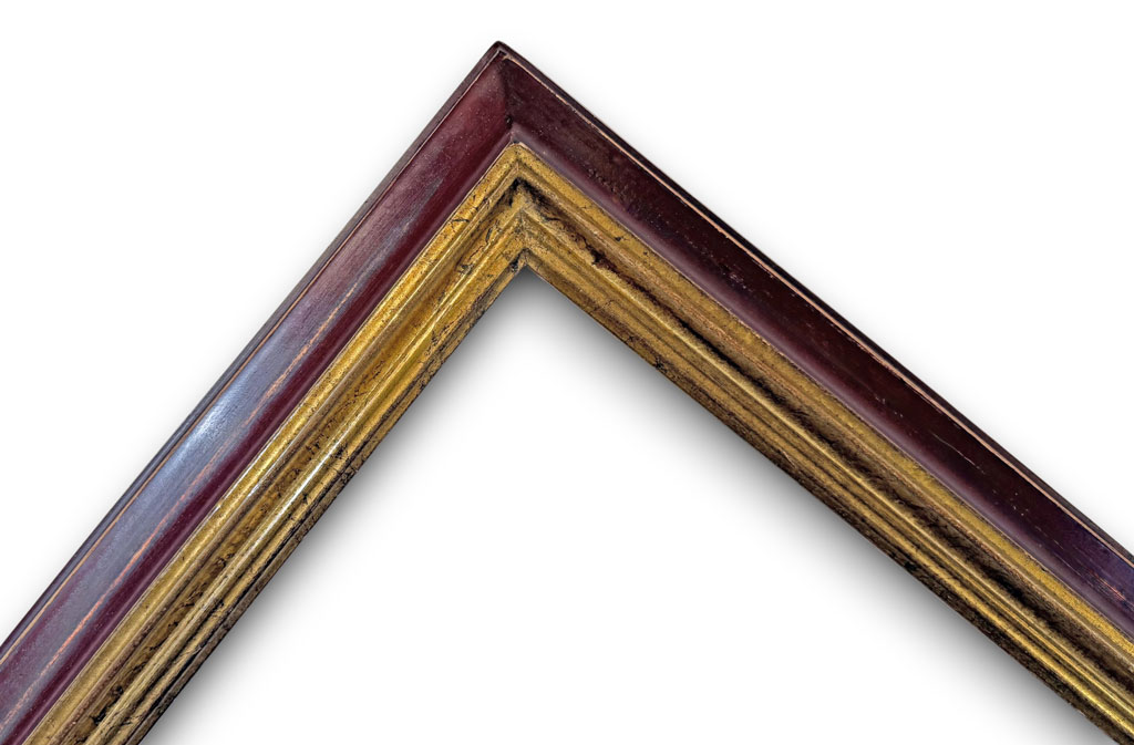 Péléas Vieux rouge sur assiette noire boudin or