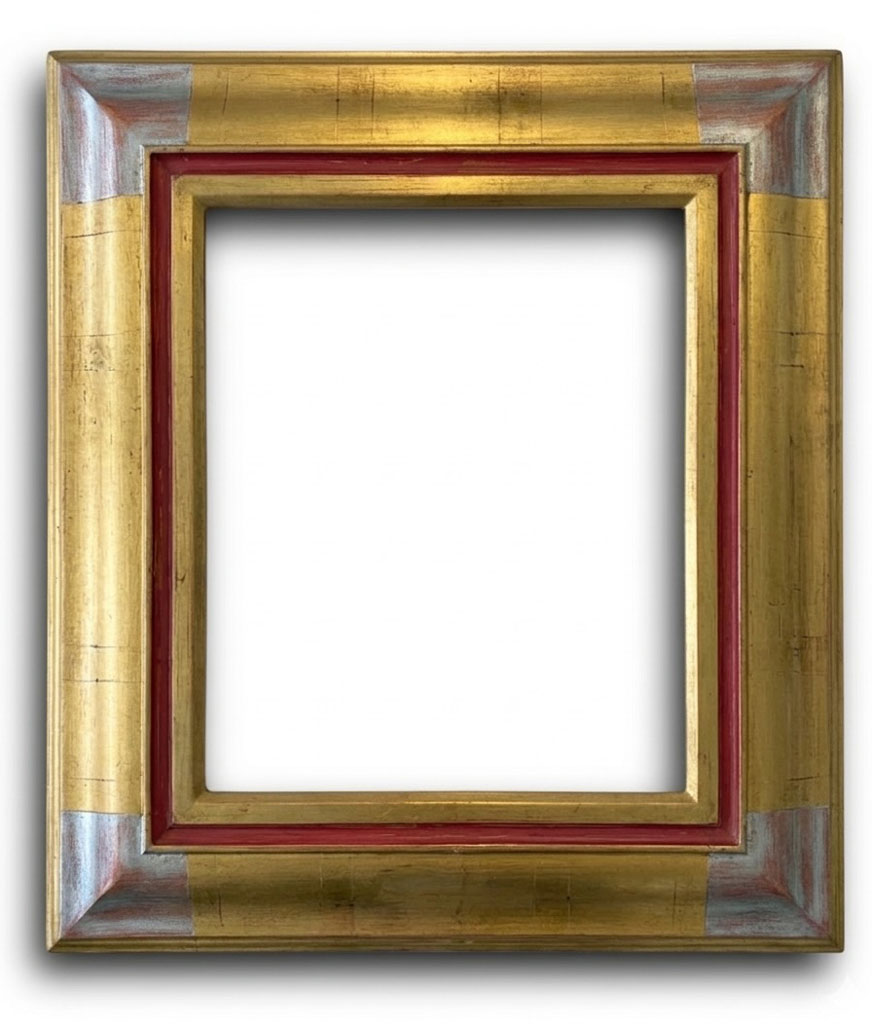 Carmine Bagues or angles argent rainure rouge